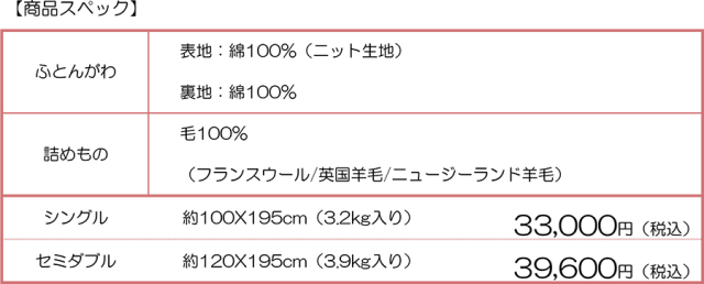 ウール敷きパッドDUB仕様