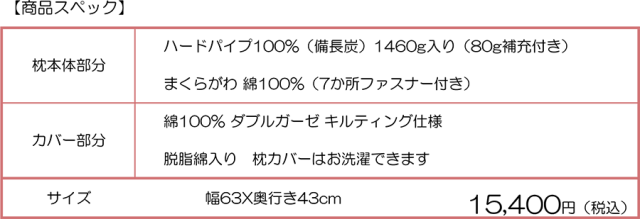 セミオーダー枕備長炭仕様